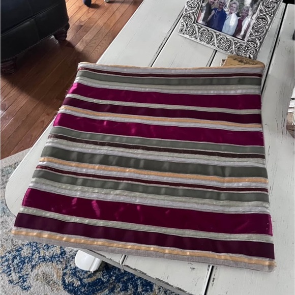 Pottery Barn Burgundy and Gray Striped Throw Pillow Covers (2) - Picture 2 of 5